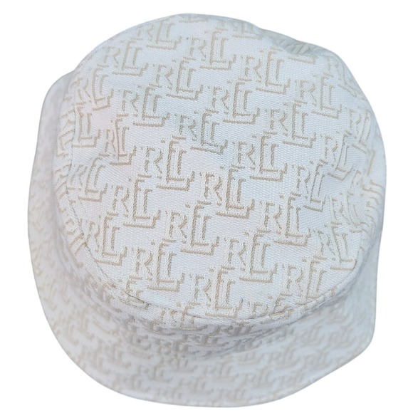 Lauren Ralph Lauren Monogram Jacquard Bucket Hat Cream Tan One Size New Rare main image 4
